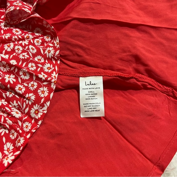 NWT LULUS Daisy About You Red Floral Print Tie-Strap Mini Dress - Picture 10 of 10